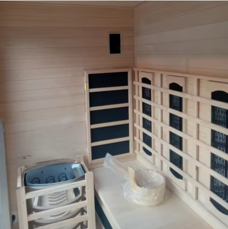 3-4 Person Hybrid Home Wood Sauna, Indoor/Outdoor WiFi Control Far Infrared & Traditional Hemlock Steam Saunas Spa Room
