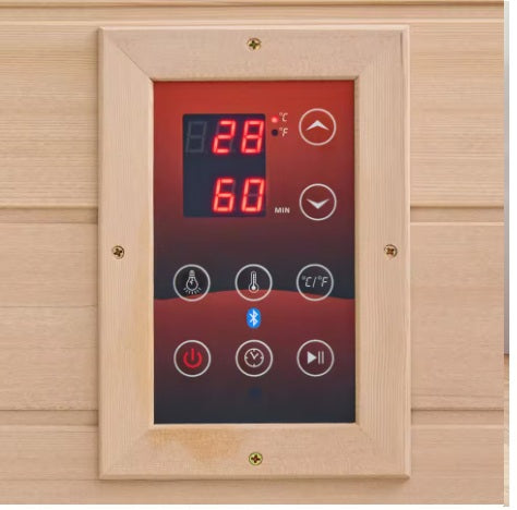 SucceBuy Far Infrared Wooden Sauna Room Home Sauna Spa for One Single Person Low EMF Far Infrared Hemlock Wood 1140W Indoor